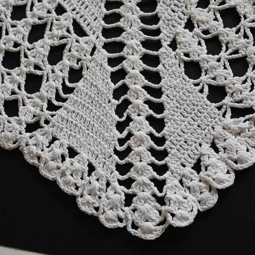 Handmade Crochet Square White Table Scarf Doily Cover
